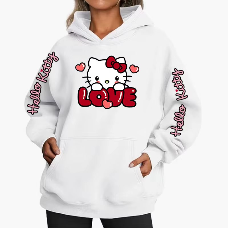 Women's Sportswear Sanrio Japan Harajuku Hello Kitty Tops Cute Clothes Pattern Hoodie Winter Long Sleeve Jacket Women Winter