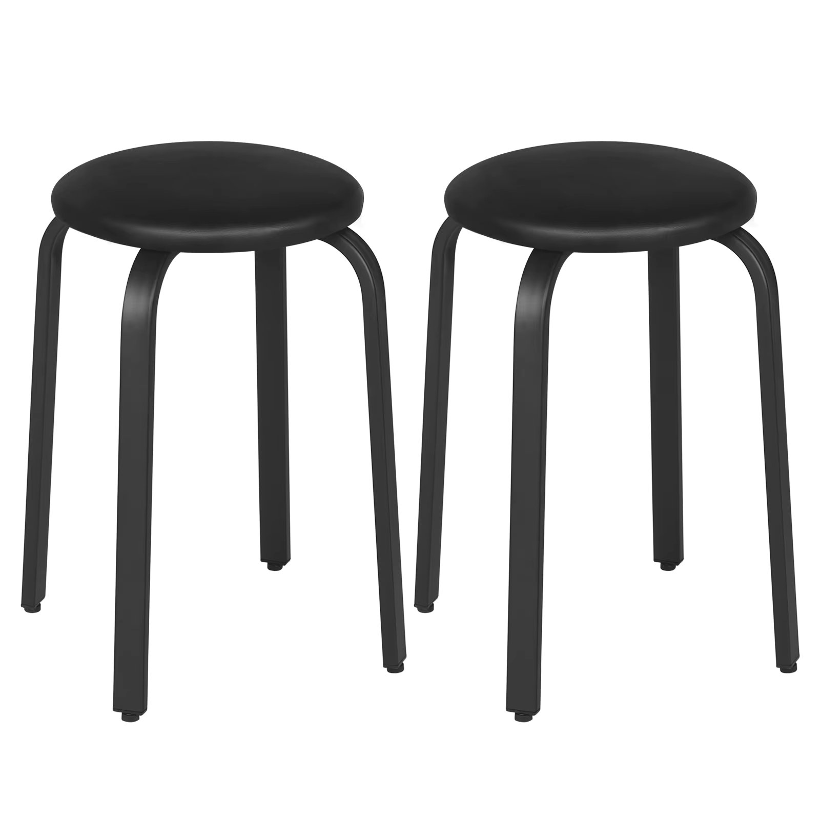 2pcs/set Dining Chairs Faux Leather Kitchen Stool Kitchen Chair Padded Seat Stacking Chair Round Ottoman Stool for Restaurant