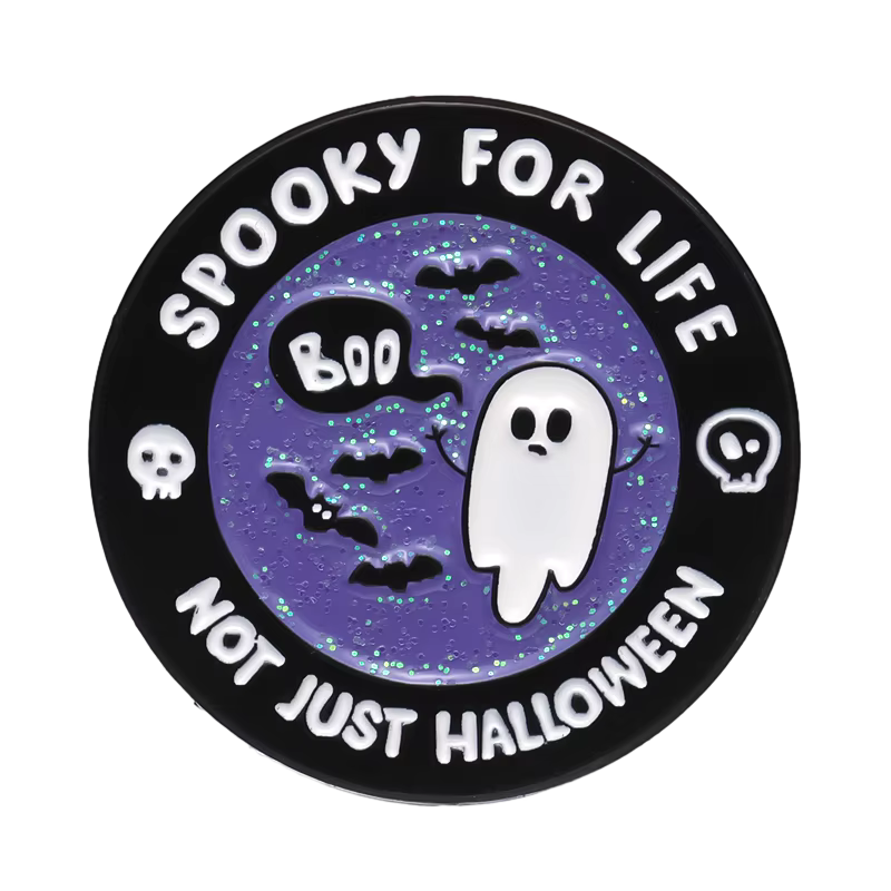 Halloween Black Ghost Middle Finger Enamel Needle Hell See Emblem Chest Pin Bag Clothes Lapel Pin Fun Punk Gothic Jewelry Gift