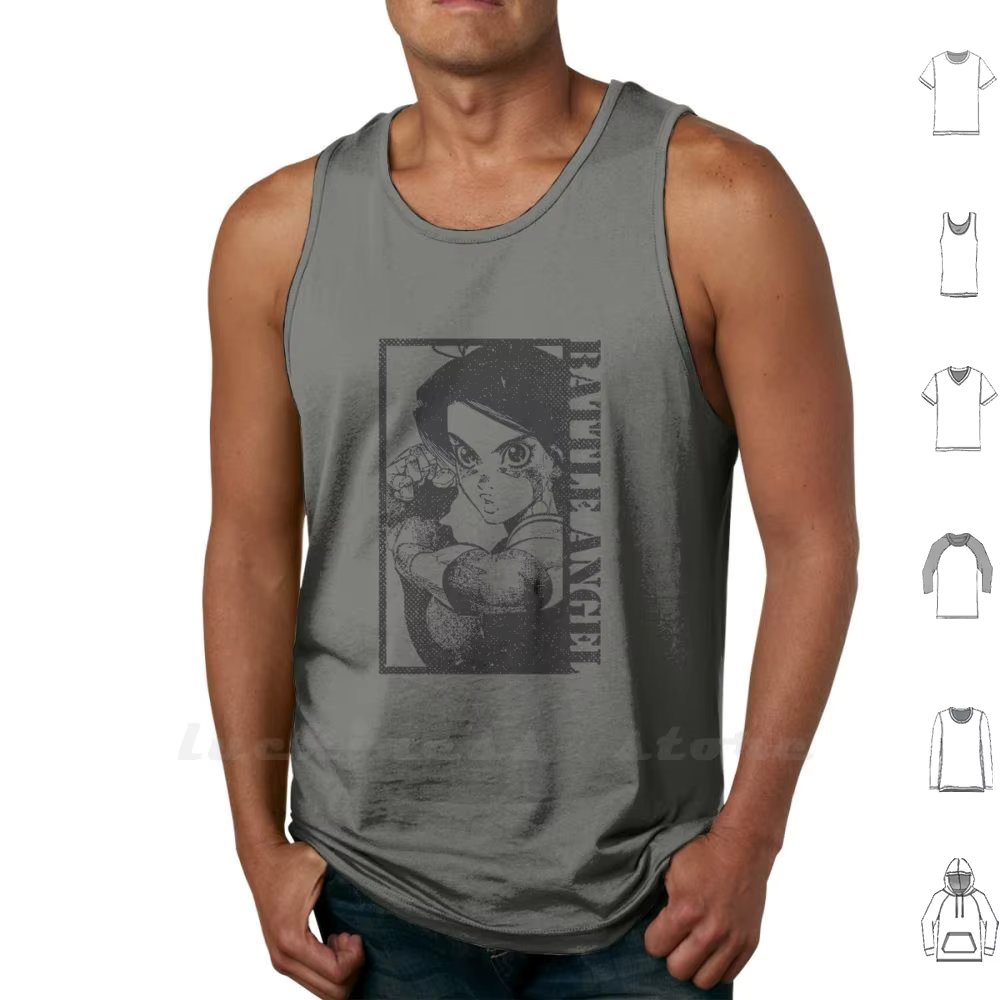 Battle Angel " Alita " Sleeveless Tank Top Vest Cotton Gunnm Battle Angel Alita Manga Gally Anime Japan Japanese Kawaii Cyborg