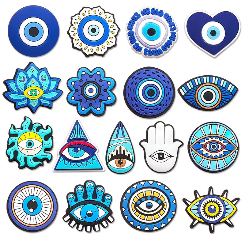 New Arrivals Devil's Eye Shoe Charms for Crocs Accessories Sandals Shoe Decorations Pins Kids Women Favor Gift