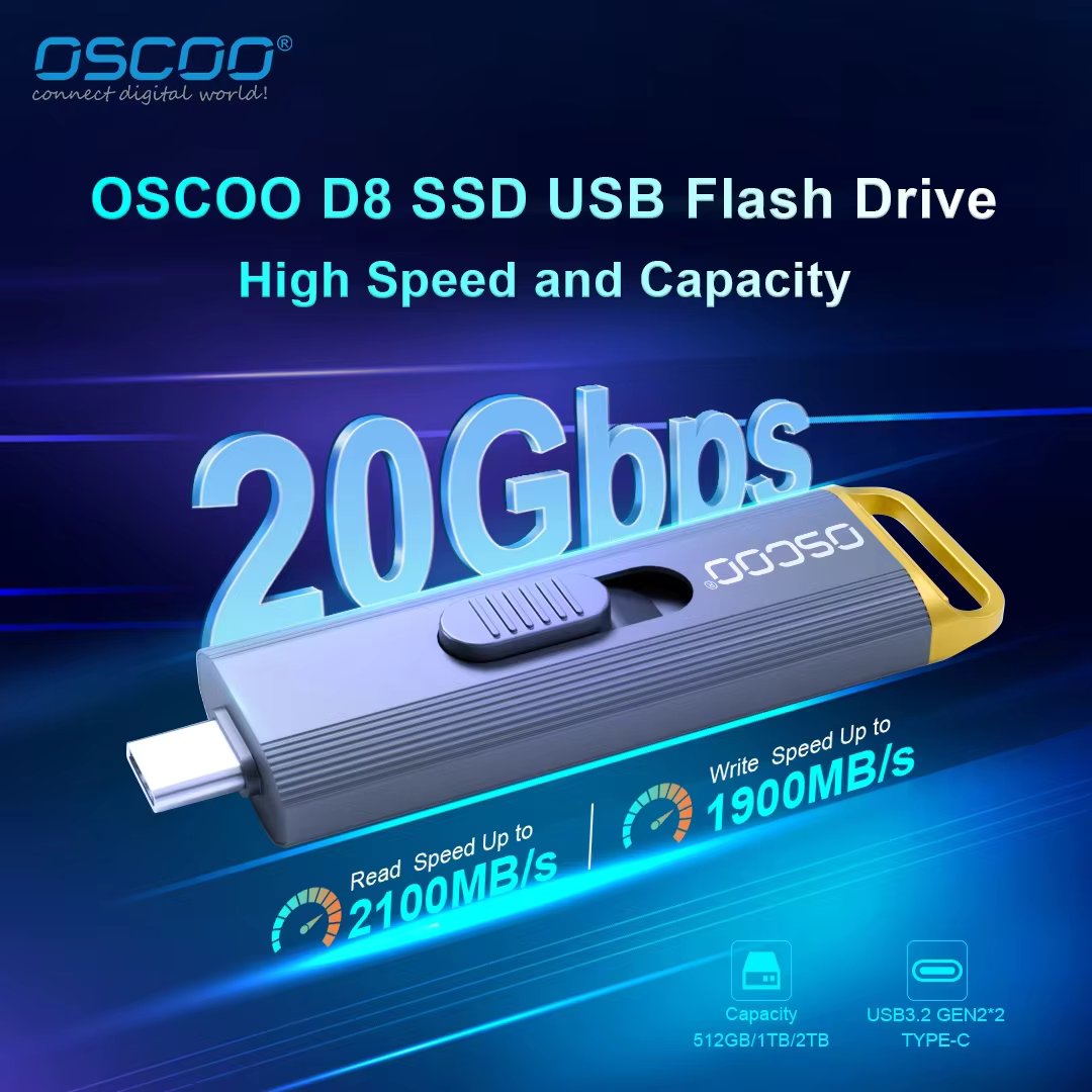 OSCOO 20Gbps USB Flash Drive USB3.2 GEN2 512GB 1TB Type C Pull Button Pendrive 2TB Memory Disk New Released Computer Accessories