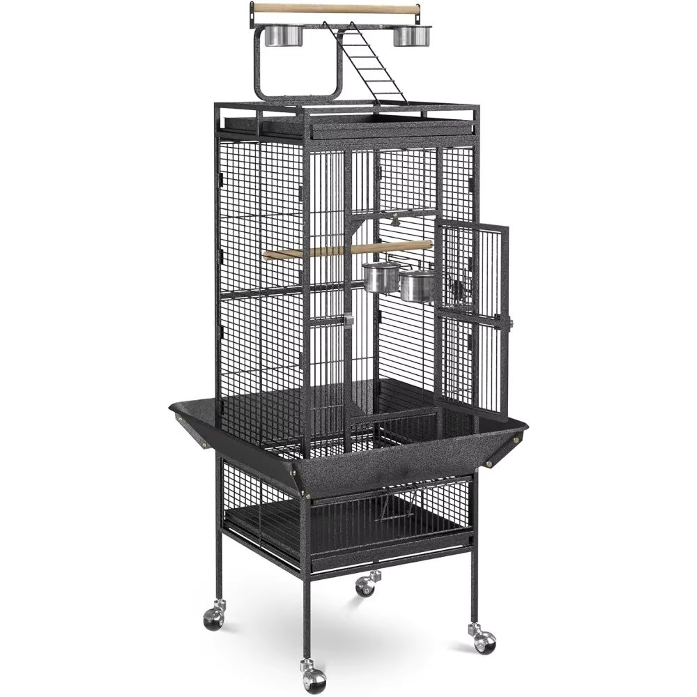 PRO 61-inch 2in1 Large Bird Cage with Rolling Stand Playtop Parrot Chinchilla Finch Cage Macaw Conure Cockatiel Cockatoo