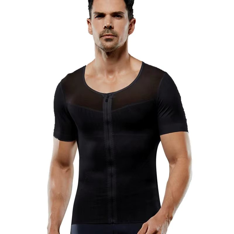 Short Sleeve Compression Top Soft Men's Chest Tight Top Muscle Tank Top Workout Vest Guys Chest Compression Top for Men