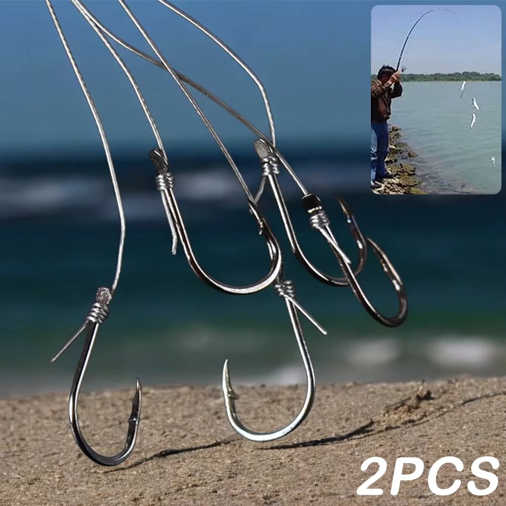 2Pcs Steel Wire Leader Fishing String Hooks Swivel Fishing Line Fishhooks Fishing Tackle Accessories 6 #7 #8 #9 #10 #11 #12 #