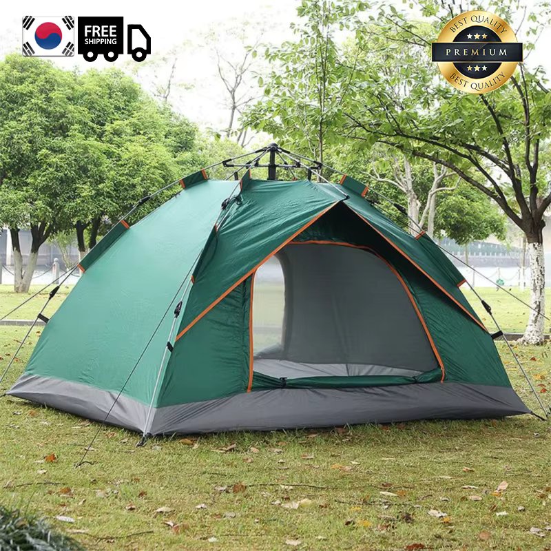 Two Three-person tent one touch automatic tent camping green outdoor tent one touch supplies