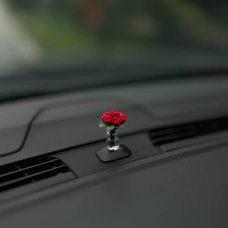 Cute Car Interior Decoration Mini Rose Sunflower Vase Auto Center Console Decoration Ornaments For Car Gifts Accessories