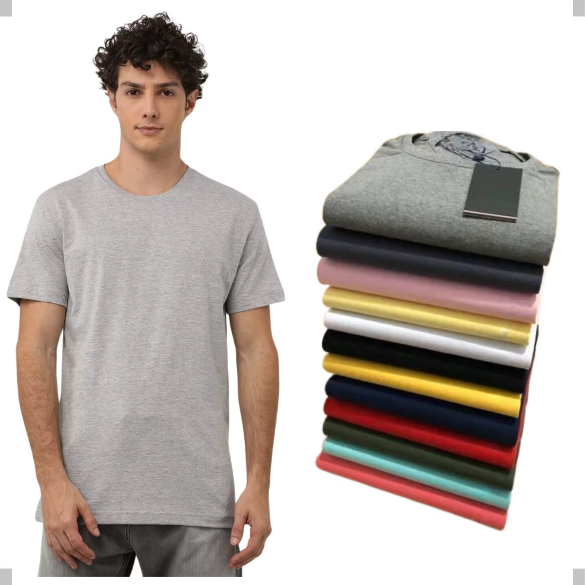 KIT 8 CAMISETA BASICA GOLA REDONDA MASCILINA PLUS SIZE