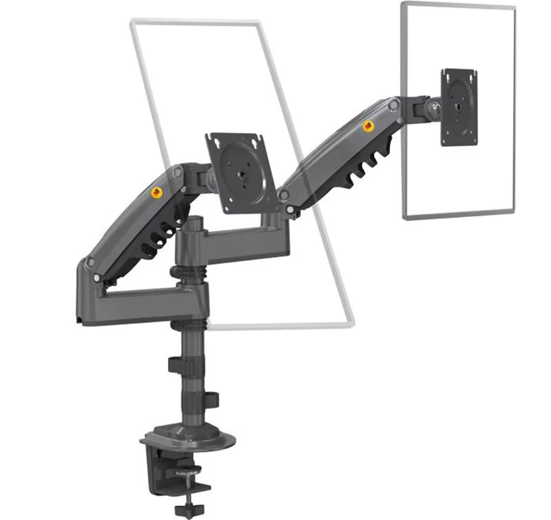 NB H180 Double monitor desk Holder Arm Gas Spring Full Motion 17"-27" LCD TV Mount ergonomic dual arm clamp bracket 2-9kgs each