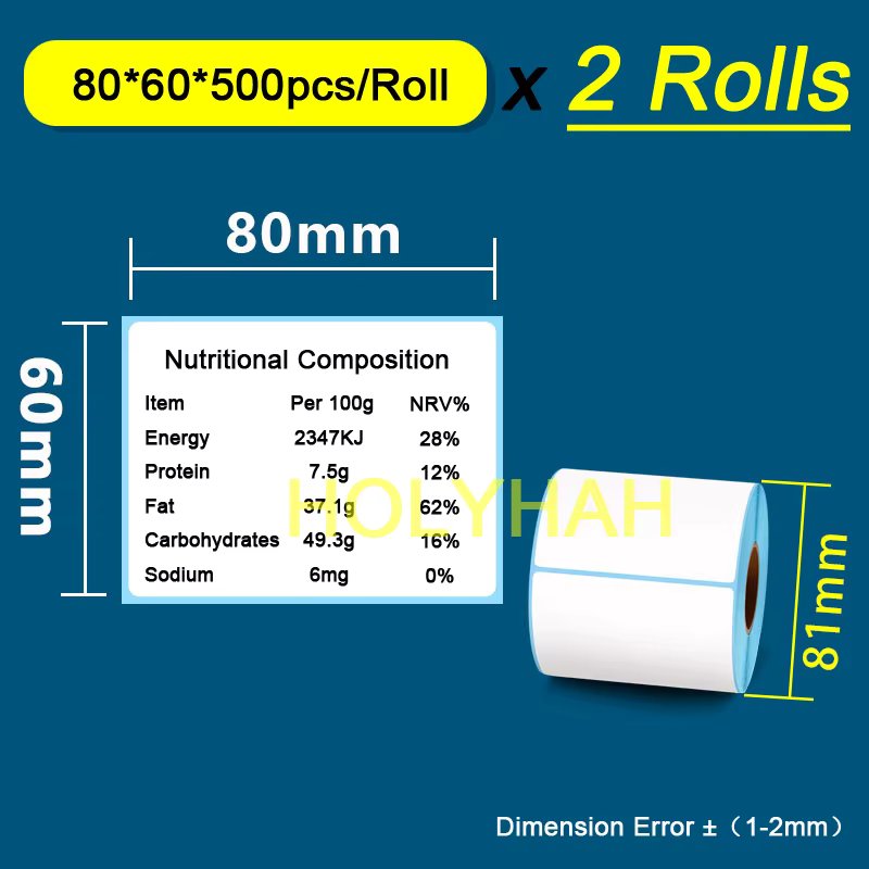 80x60 500Pcs 2Roll