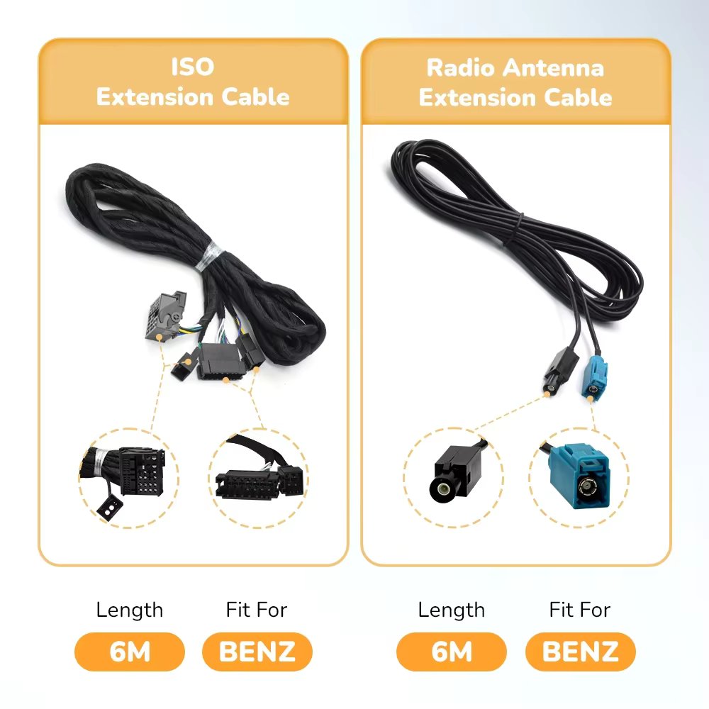 SMOONAVI Universal Extension Power Lead Cable 6 Meter Extra lead For OEM Mercedes-Benz W211 W209 W219 W215 W220 W463 2Din 1Din