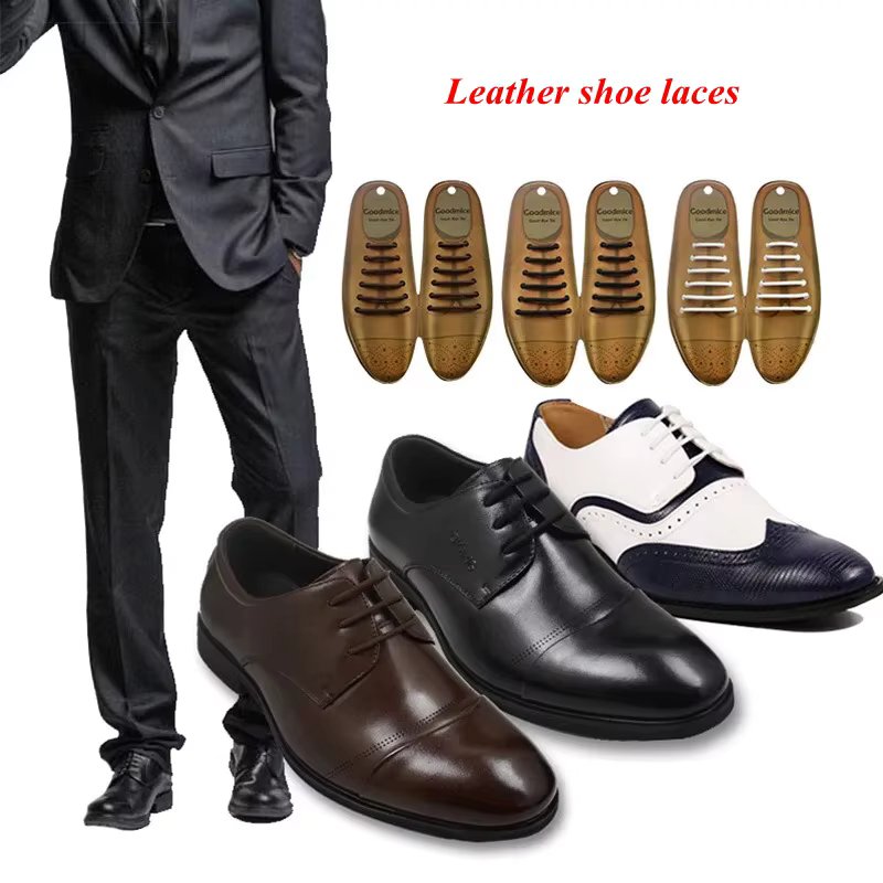 12pcs/set Men Women Leather Shoes Lazy No Tie Shoelaces Elastic Silicone Shoe Lace Suitable 3 Colors L6