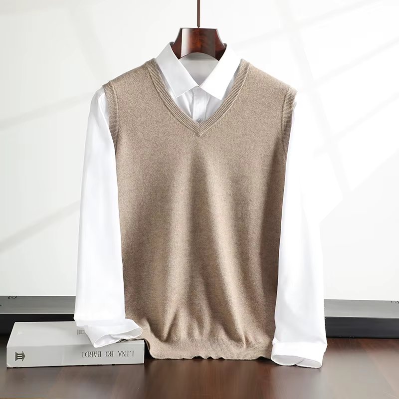 (Great! 100% Cashmere) Men's V-Neck Flat Vest Vest Vest Vest Casual Classic Versatile Fashionable Men