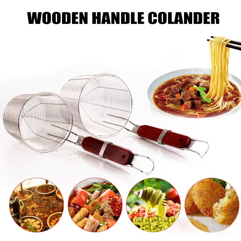 Stainless Steel Colander Noodle Dumplings Mesh Basket Fryer French Fries Dryer Vegetable Frying Basket Sink Strainer For Kitchen