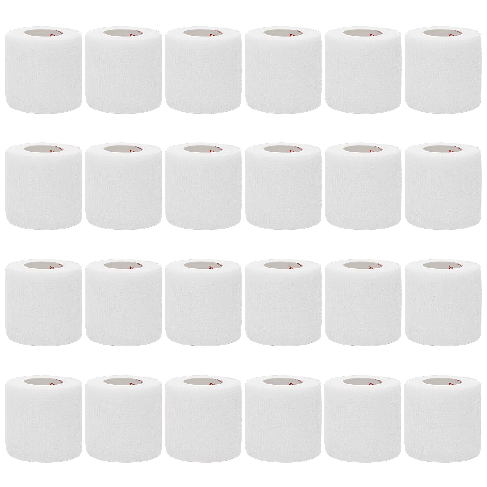 24Rolls Kindmax Self Adhesive Bandage White, Elastic Breathable Sports Non-woven Wrap Finger Tape For Wrist Ankle First Aid