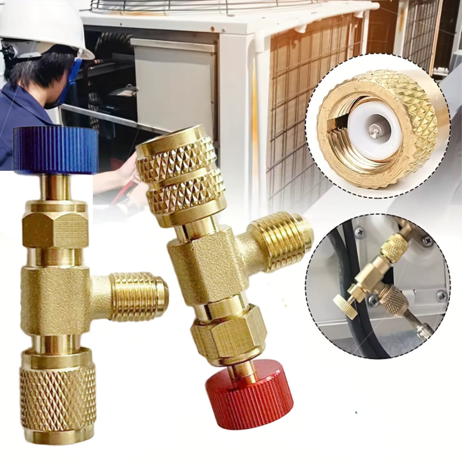 1PC Refrigeration Charging Air Conditioning Adapter For R410A R22 1/4" Liquid Safety Liquid Valve Hose R22 Copper Adapter Hand