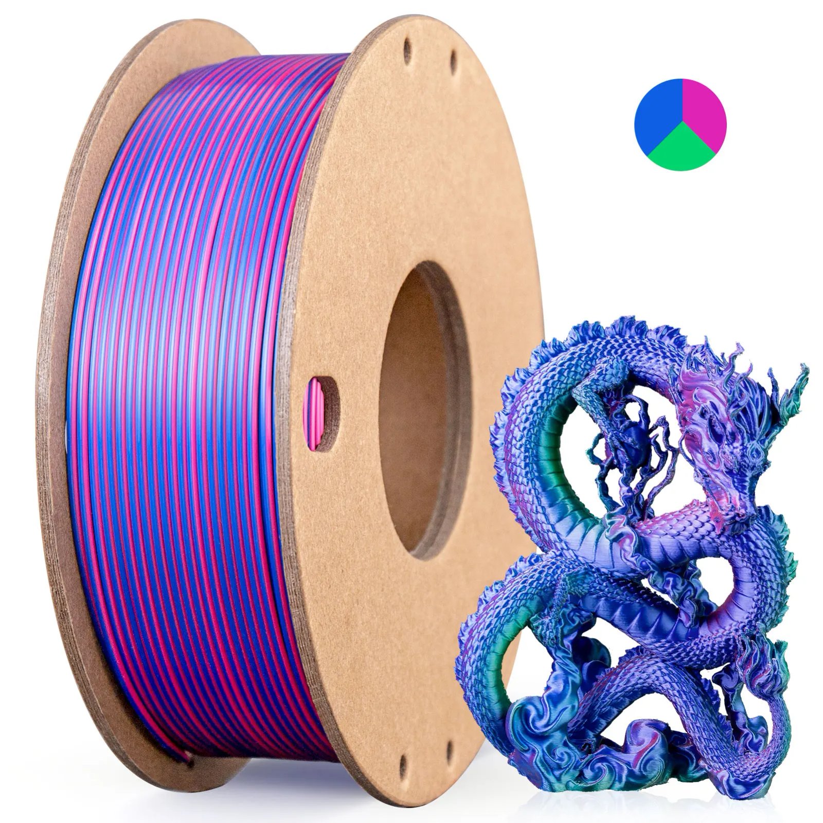 250g Silk PLA 3D Printer Filament 3 Color in 1 PLA Filament 1.75mm 3D Printing Filament Fit Most FDM Printers