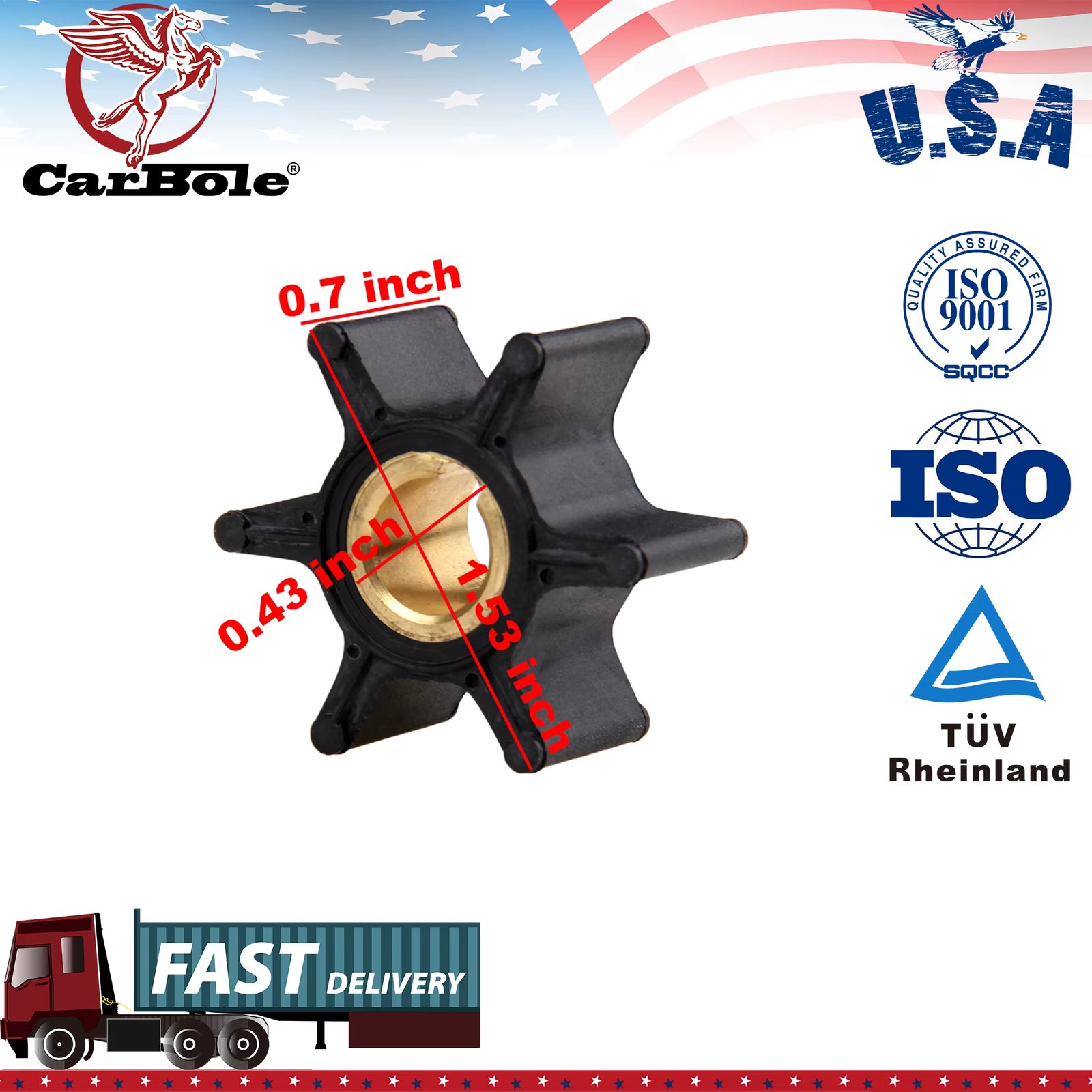 Water Pump Impeller for Mercury Johnson / Evinrude / OMC BRP 2HP 4HP 6HP Outboard Motor Black Rubber 6 Blades Boat Accessories