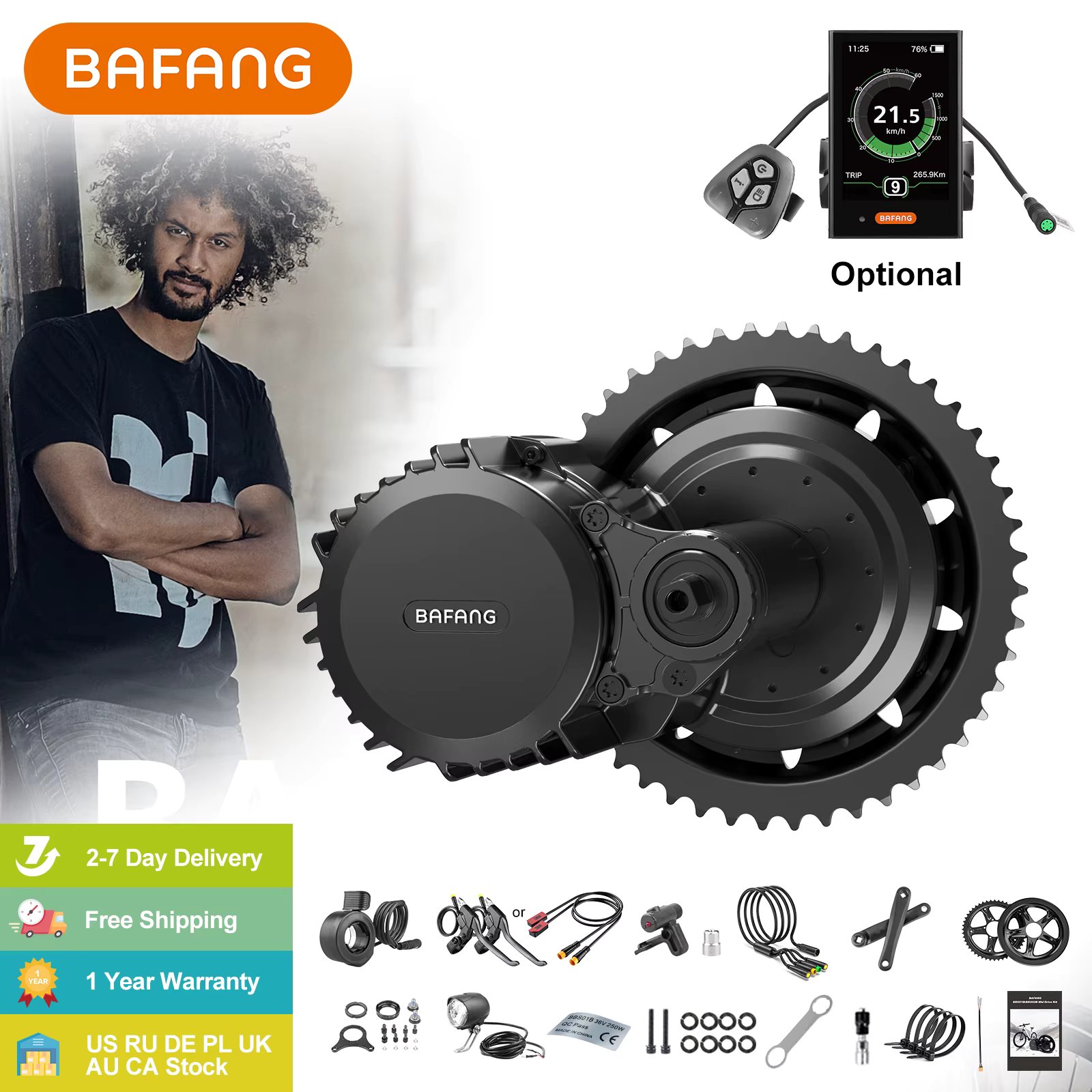 Bafang 48V 52V 1000W Motor Ebike BBSHD Mid Drive Electric Bicycle Conversion Kit Bike Bottom Bracket Mounted Engine Complete Set