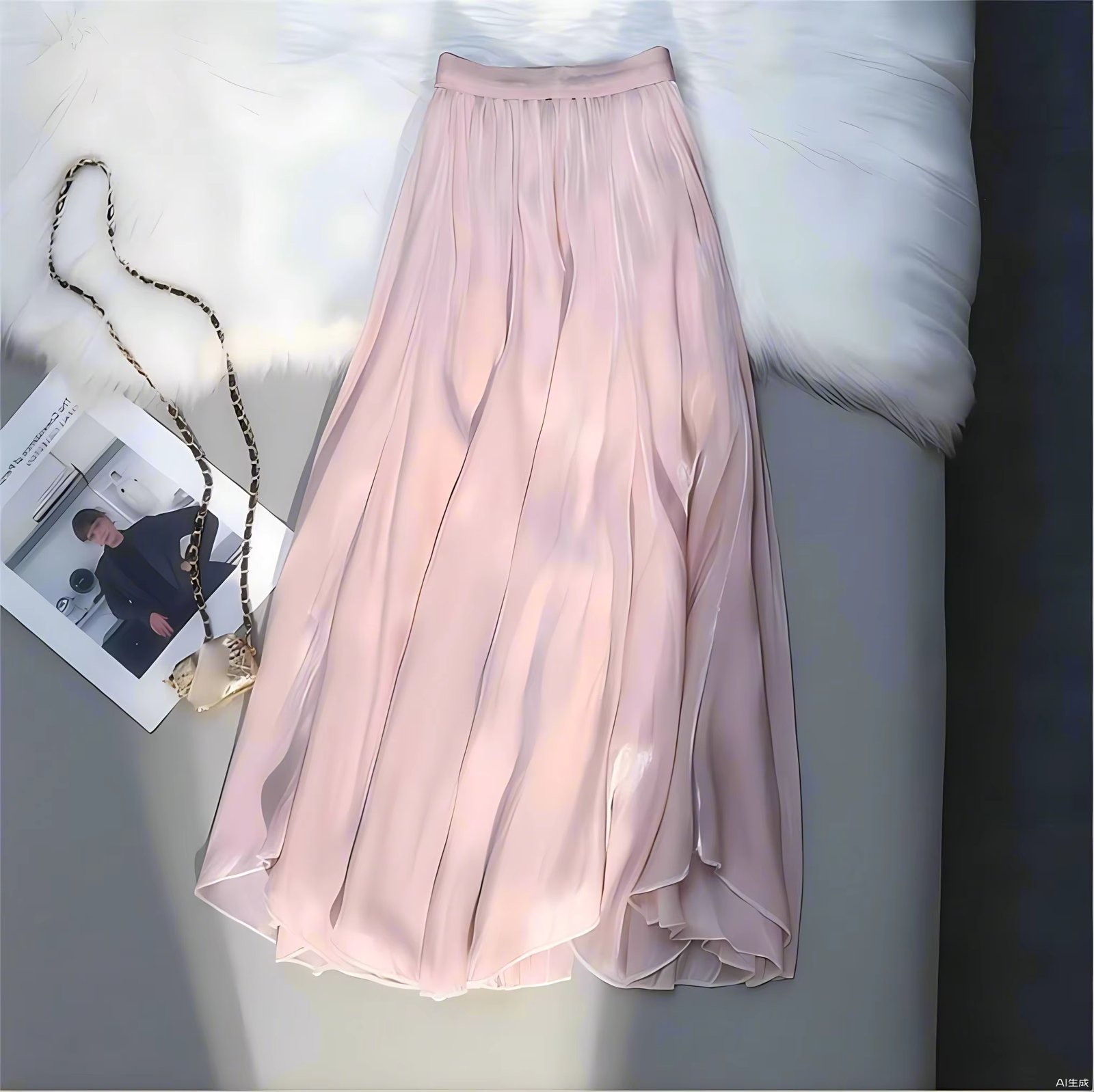 2024 Summer ladies long half skirt elastic waist French elegant romantic dating suitable for 24-35 years old