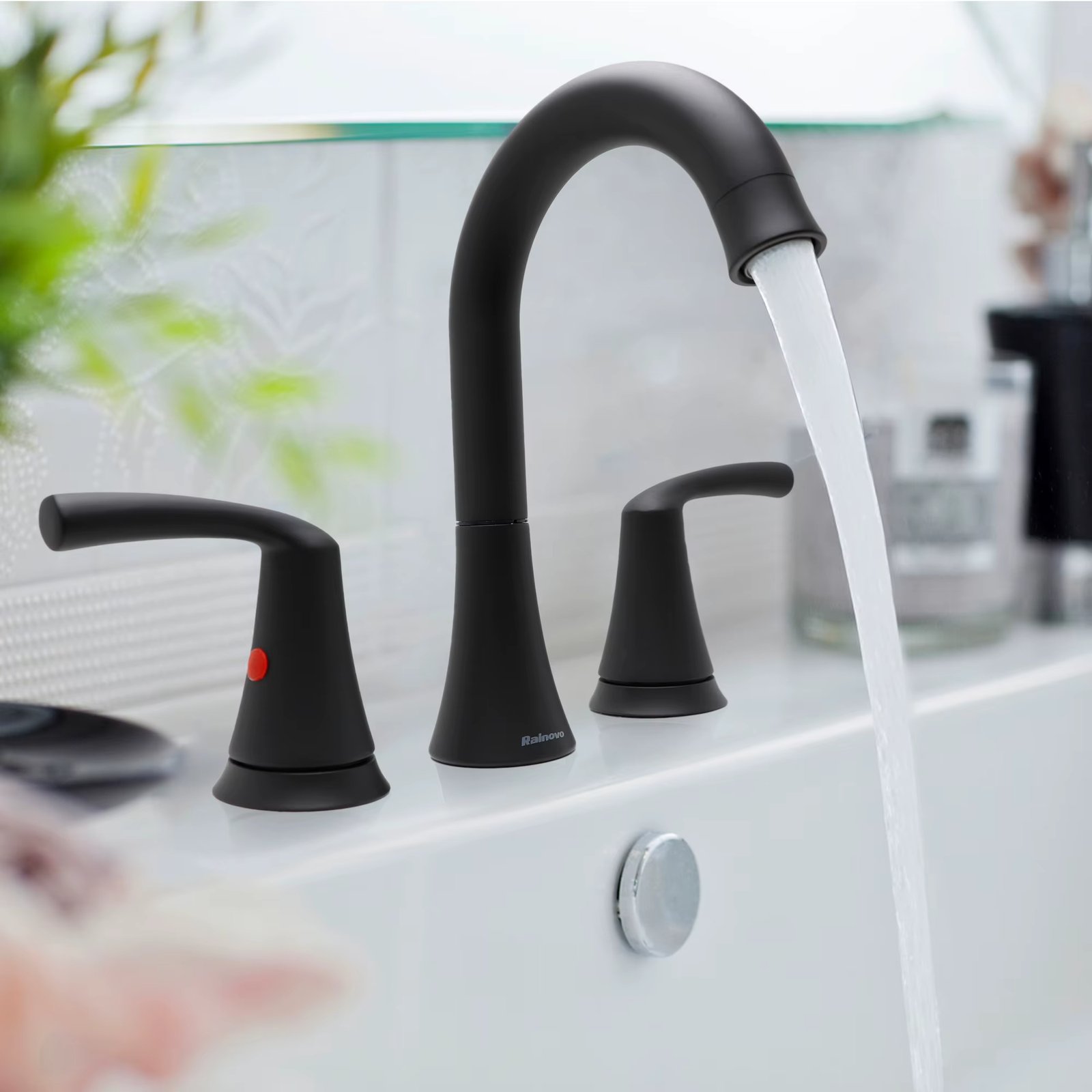 COZZIVITA CZ2522MB Widespread 2-handle Bathroom Faucet with Drain Assembly