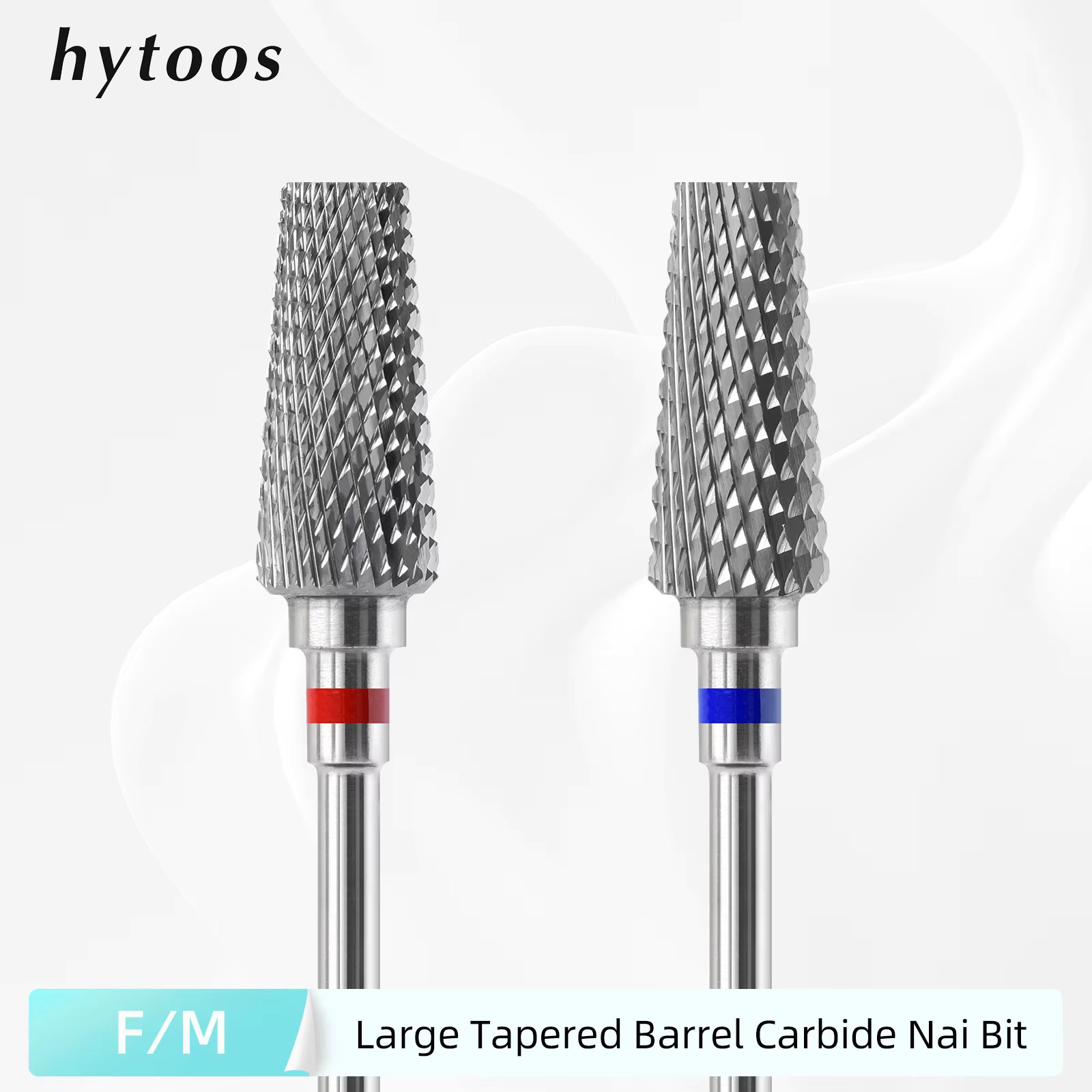 HYTOOS  Flat Top Large Tapered Barrel Nail Drill Bits 3/32 Dust Proof Carbide Nail Bit Manicure Gel Polish Acrylic Removal Tool