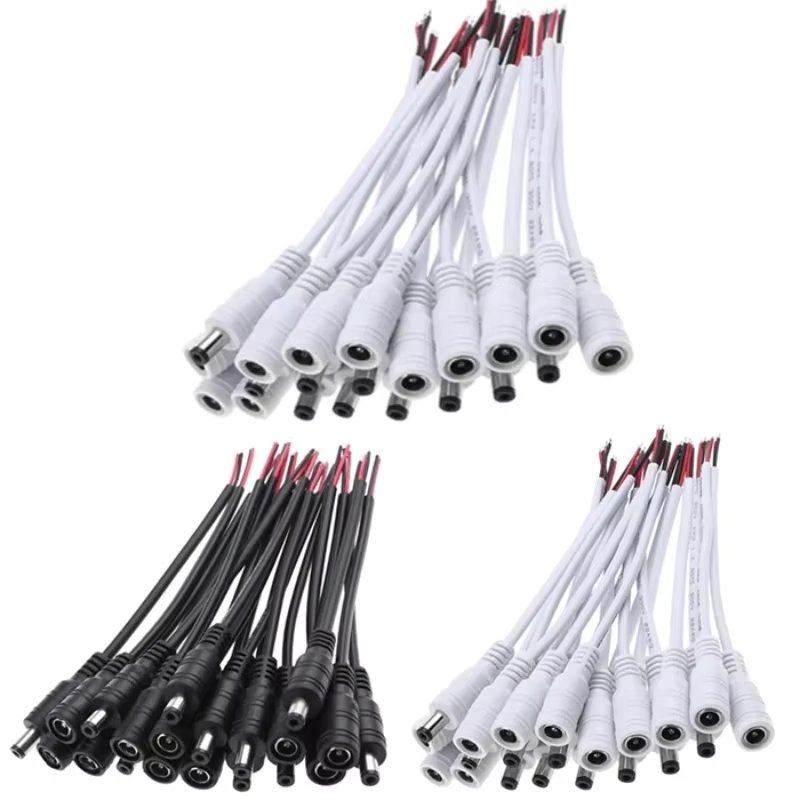 1/5/10 Pcs 5.5x2.1mm DC Male Female Power Plug Cable Wire Jack Adapter Connector for CCTV Single Color 3528 5050 LED Tape Light