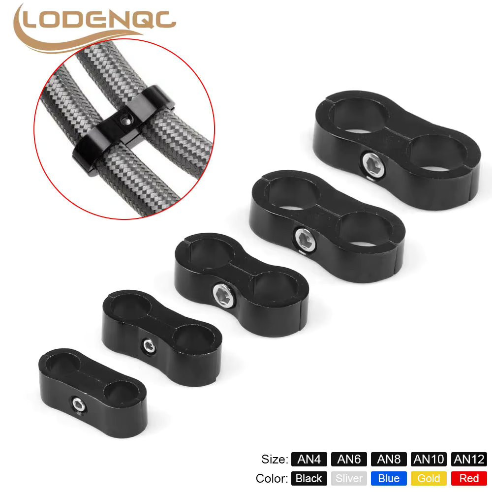 AN4 AN6 AN8 AN10 AN12 Braided Rubber Hose Line Clamp Aluminum Anodized Line Seprator Divider Clamp  Line Separator Black Blue