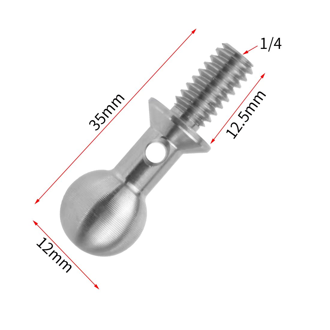 304 Stainless Steel D12mm Magic Arm Extension Rod Ball Stud Bolt 1/4" for Monitor Clamp Bracket SLR Action Camera Accessories
