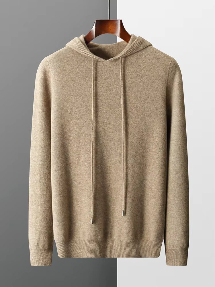 New Autumn Winter Men's Cashmere Hoodie Sweater 100% Merino Wool Hooded Pullover Large Size Knitwear Quality Soft Casual Jumpers