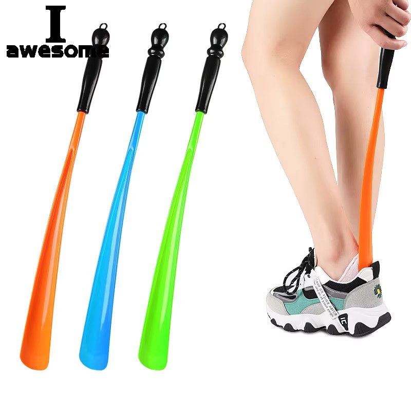 Plastic Extra Long Shoehorn Lazy Shoe Helper Long Handle Shoes Lifter Pull Shoehorn Slip Handle Long Shoehorn Random Color