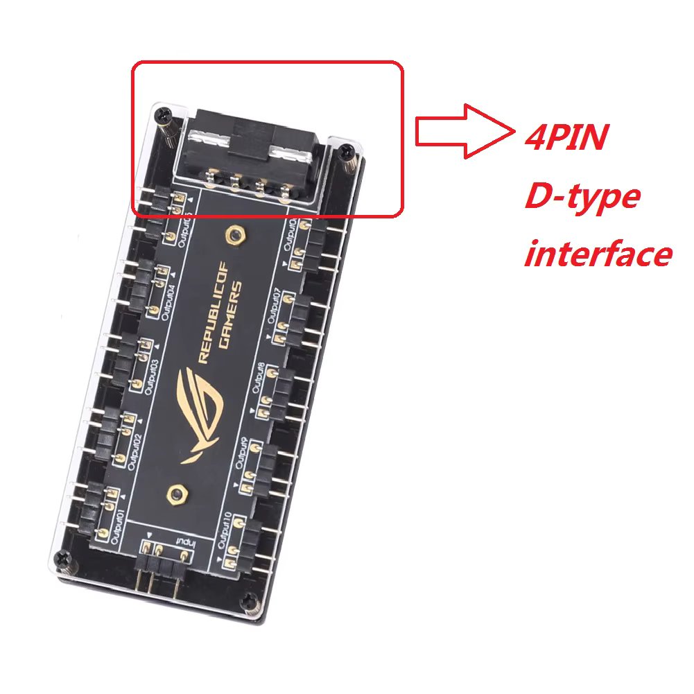 10-in-1 ARGB Cable Splitter Hub RGB Fan Hub Adapter Computer Desktop PC Accessories for Asus/MSI/GIGABYTE/ASRock Motherboards