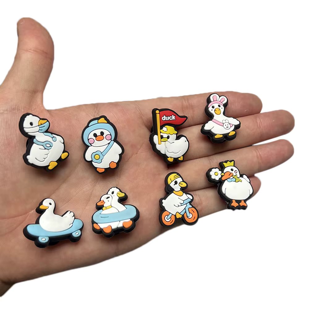Hot Sell Cute little duck PVC Charms Paws Shoe Clips Decorations  Pins for Sneakers Fishbone Shoe Accessories Childre Gift