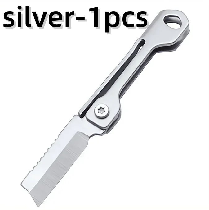 1Pc Outdoor Camping Supplies Stainless Steel Folding Knife Mini Square Head Keychain Pendant Portable Pocket Knife