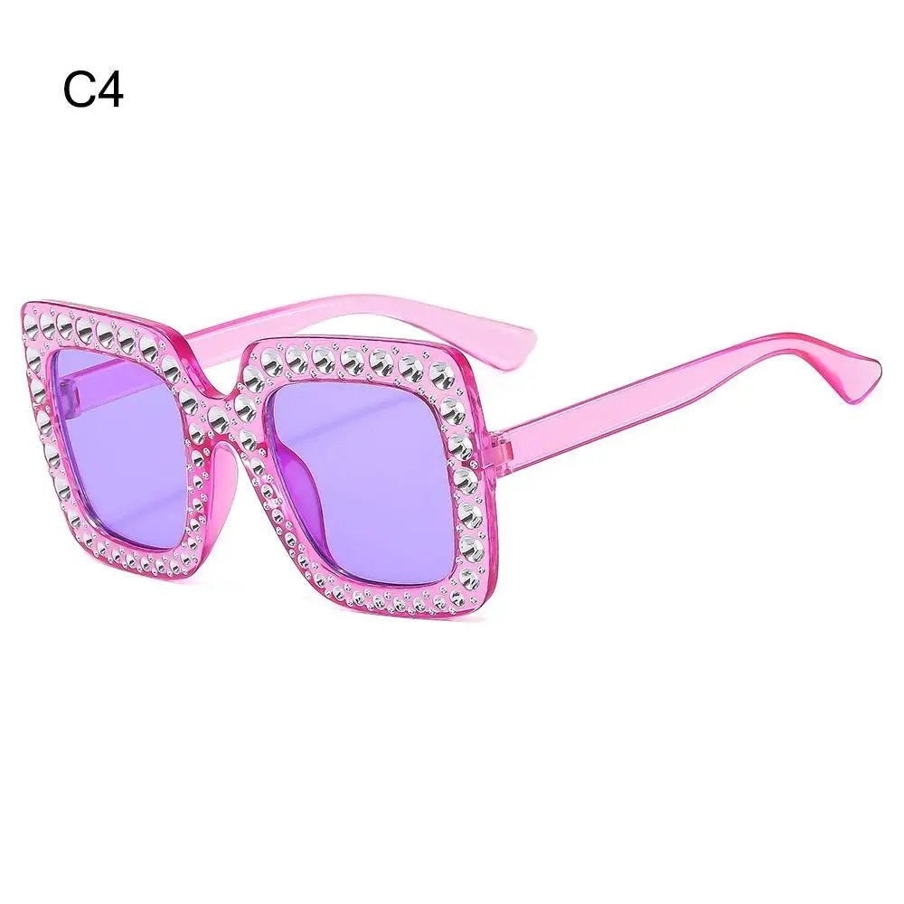 Trendy Diamond Crystal Children Sunglasses Sparkling Rhinestone Kids Square Sun Glasses Girls Shades for Beach/Travel/Party