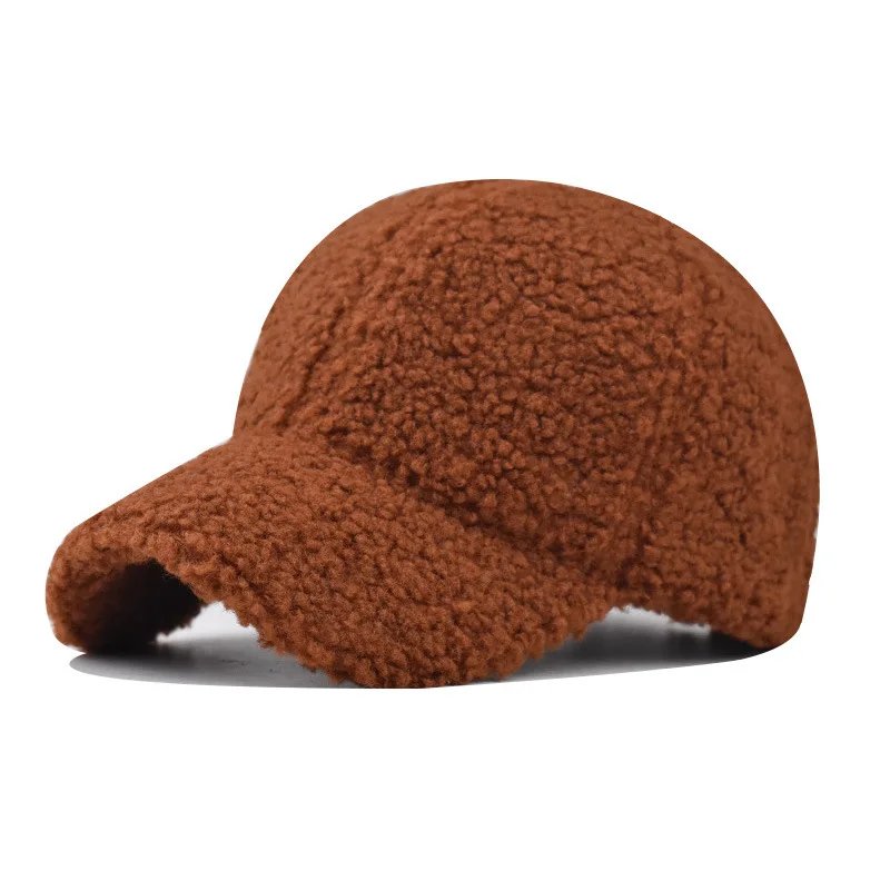 FS Green Lamb Wool Winter Baseball Caps For Men Outdoor Windproof Warm Plush Women Hats Streetwear Hip Hop Cap Gorras Para Mujer