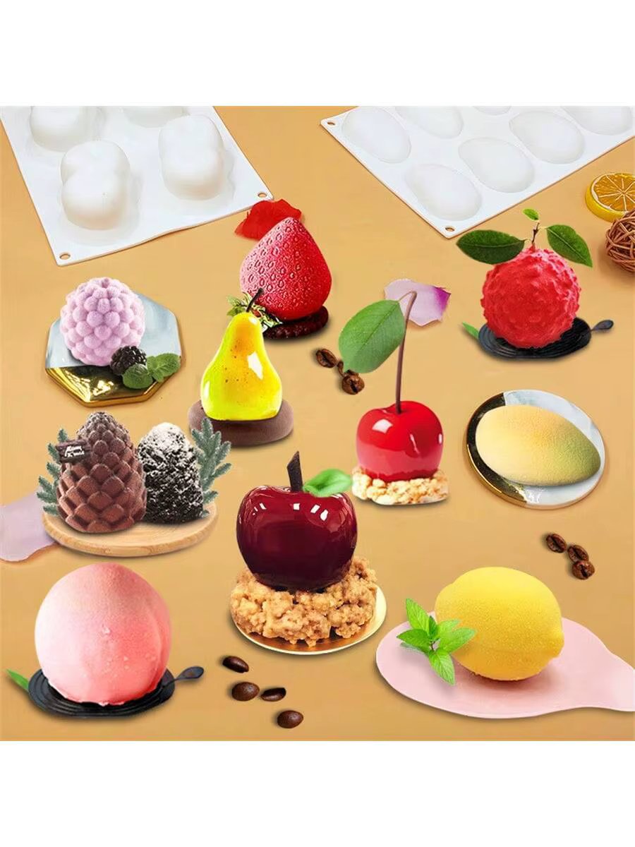 Cake Mold French Dessert Cake Decorating Tools 3D Fruit Shape Silicone Mold Brownies Cake Mousse Cake Moulds Pastry Baking Tools