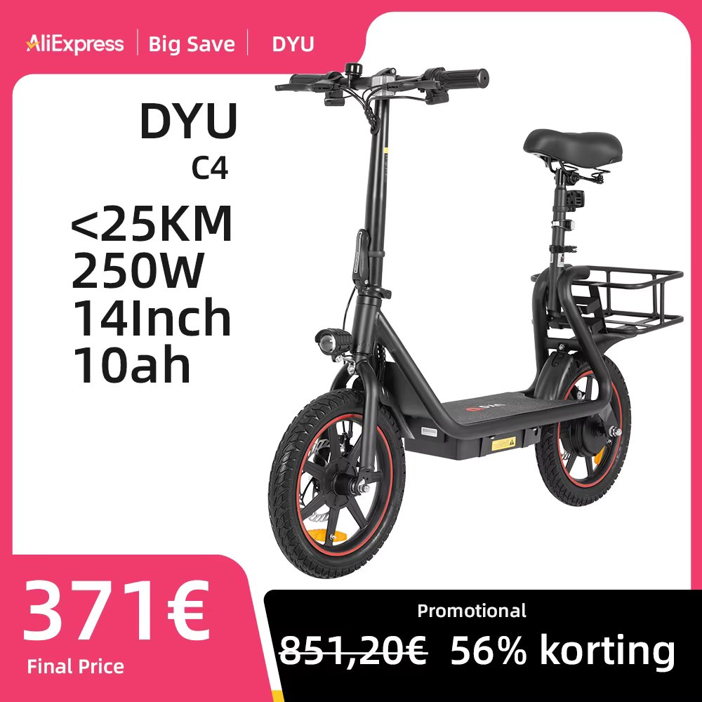 DYU C4 Adult Electric Scooter 14" 250W Motor 25 km/h Max Speed 36V 10Ah Scooter 42km Range Electric Scooter Offers