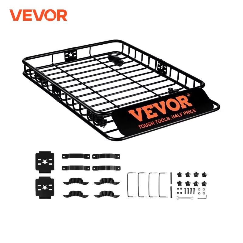 VEVOR Roof Rack Cargo Basket 46"x36"x4.5" / 51"x36"x5" Rooftop Cargo Carrier Heavy-Duty 200 LBS Capacity for SUV Truck Vehicle