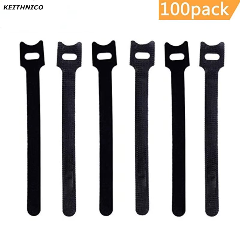 100 Pcs Reusable Fastening Cable Ties Wire Organizer Straps 12x200 12x300mm Hook and Loop Adhesive Cord Management Cable Winder