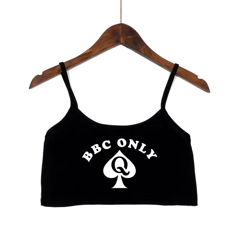 BBC ONLY Crop Top for Women Spades Sexy Letters Streetwear Girls Casual Clothes Elastic Camis Sleeveless Short Tank Top Bar