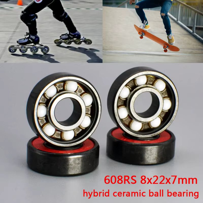 8pcs 608RS  high speed  Ball Bearing 8*22*7 8x22x7mm hybrid ceramic ball bearing Skateboard Wheel Bearing Steel ABEC-11