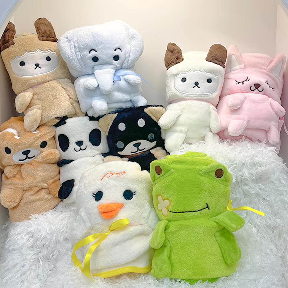Cute microbe animal blanket, summer flannel blanket, air conditioning coral velvet pillow blanket, Four Seasons