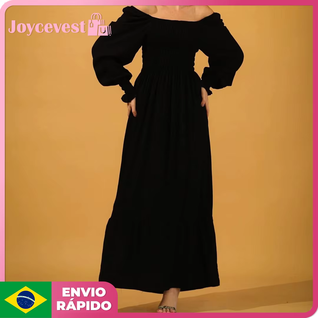 Long Sleeve Long Dress Flare Elastex Ciganinha Novelty
