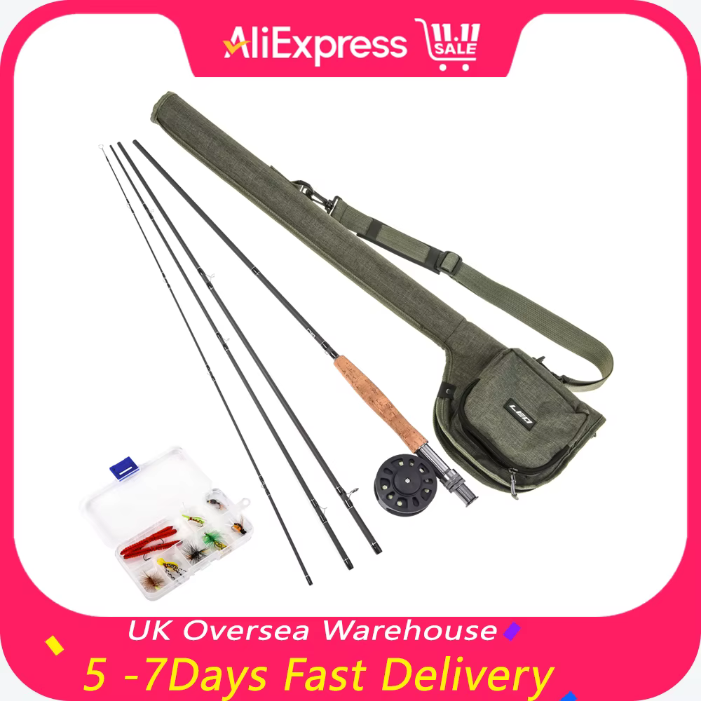 9' Fly Fishing Rod and Reel Combo with Carry Bag 10 Flies Complete Starter Package Fly Fishing Kit For Outdoor