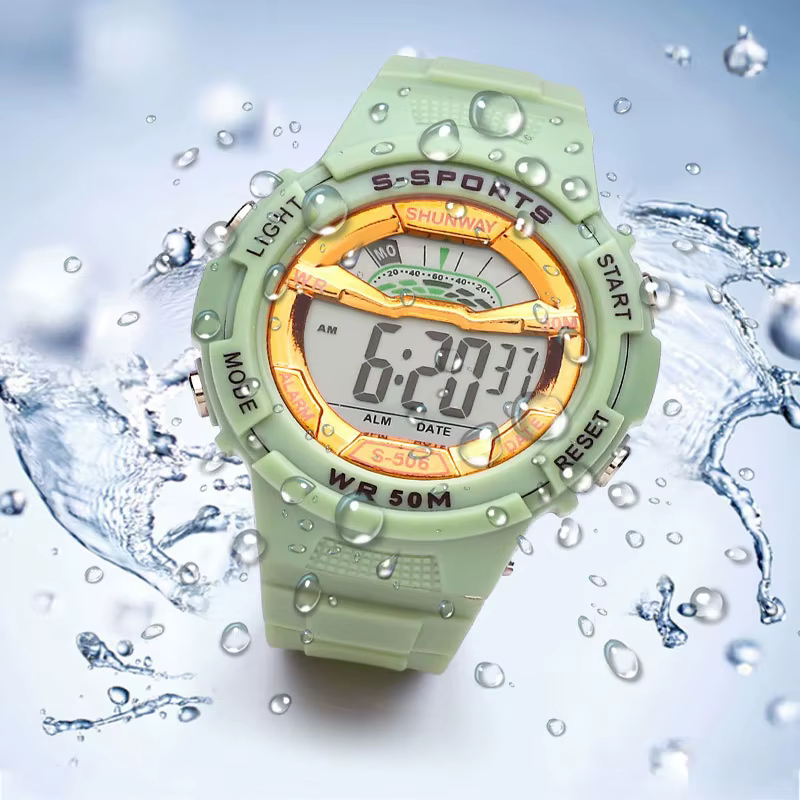S506 Multifunctional Luminous Square Sport Electronic Wrist Children's Water Proof Women's Digital Watch