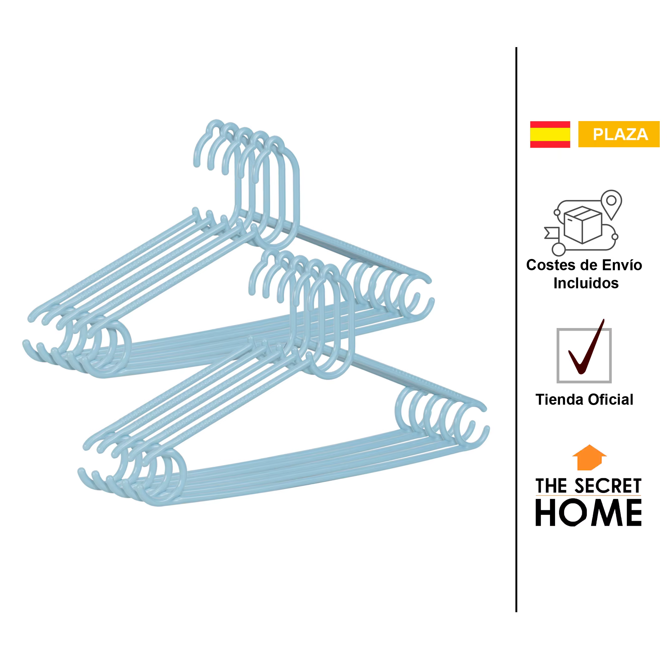 The Secret Home - Pack of 10 plastic hangers-polypropylene clothes suit bar hangers-hard plastic Cabinet Organizer-various sizes and models