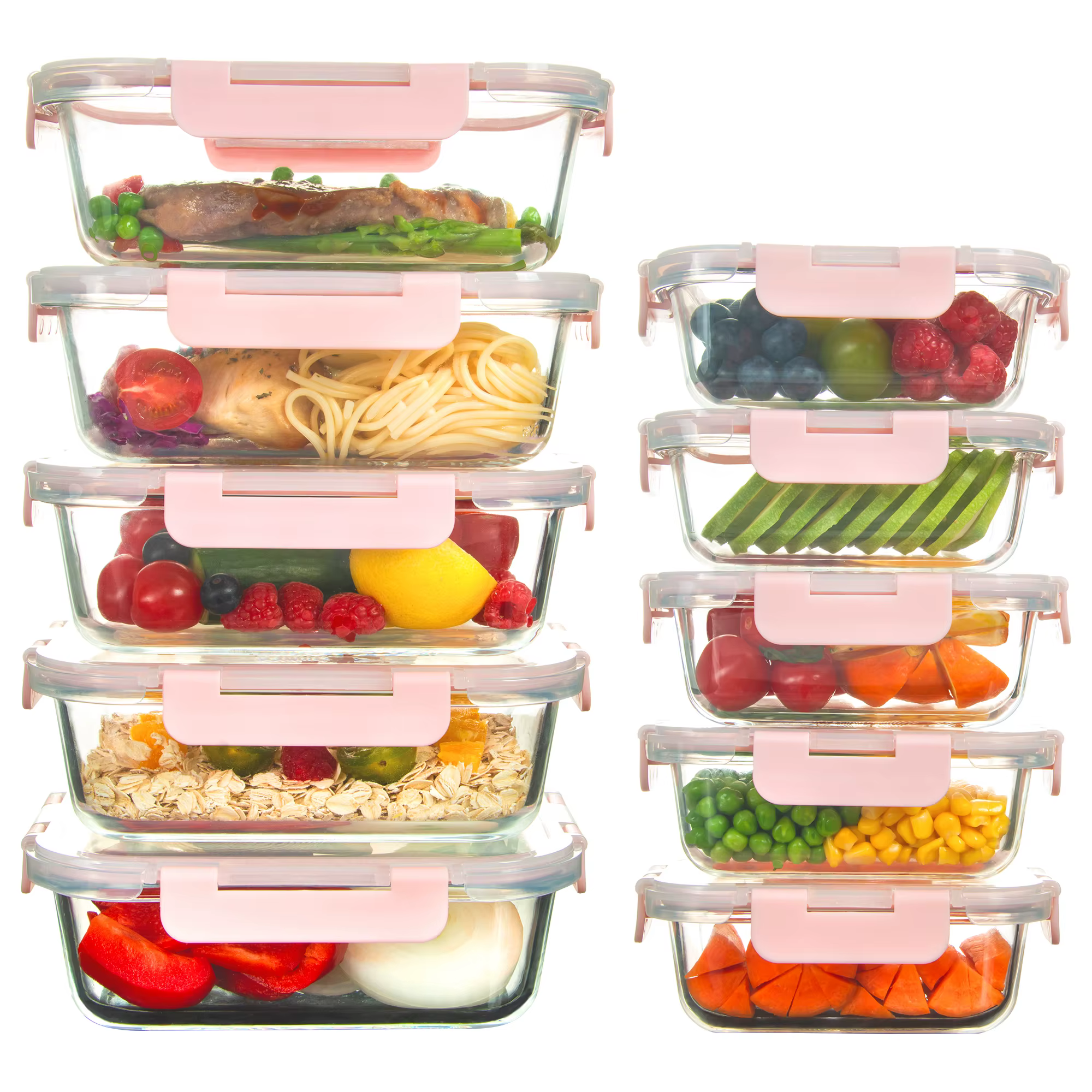 10 Packs Glass Meal Prep Containers, Glass Food Storage Containers with Lids, Airtight Glass Lunch Bento Boxes, Microwave, Freez