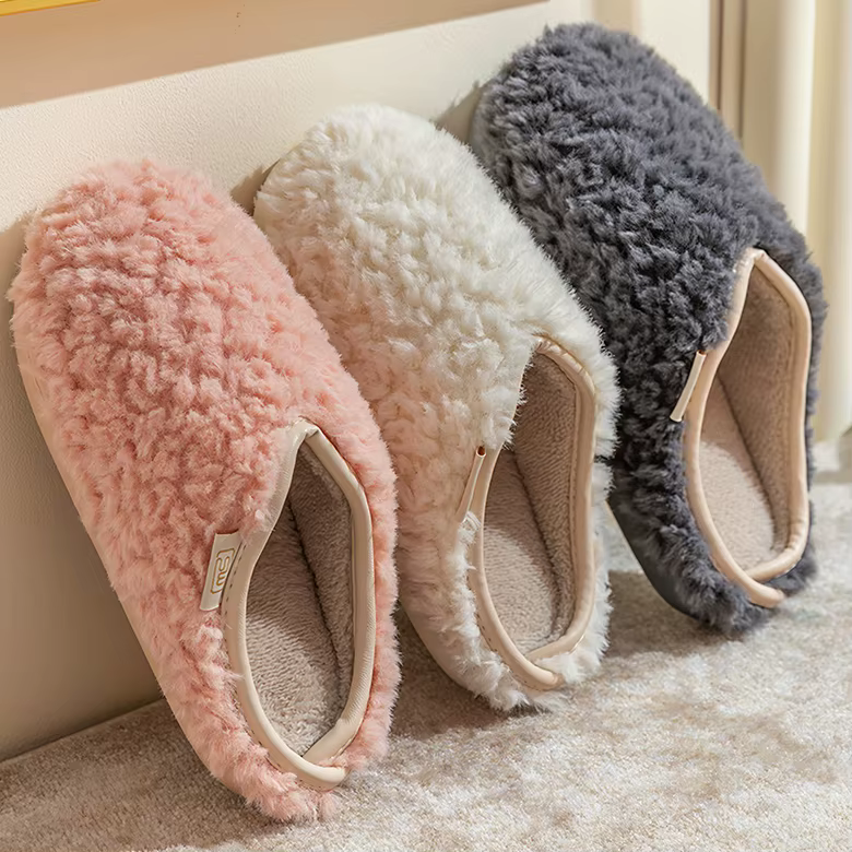 Men's women's fur slippers living room office winter winter winter hair interior