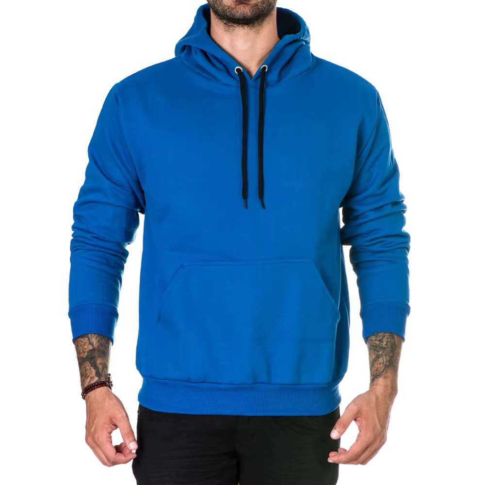 Blusa de Moletom Masculina Lisa Básica Casual Rosa Bebê e Azul Royal do P ao G1